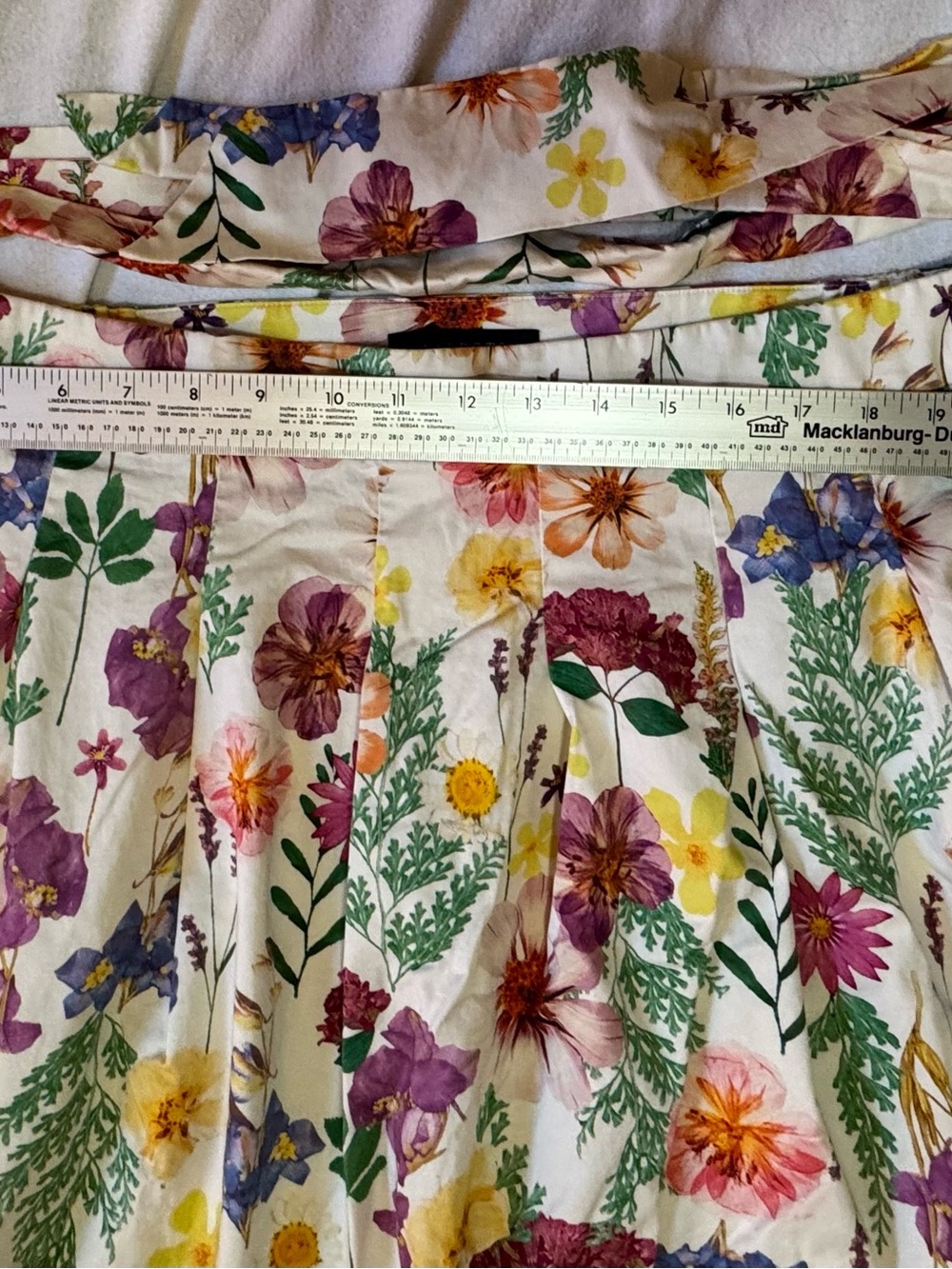 Talbots 22W Floral Full Midi Skirt Pleated Botanical Print Wrap Tie Waist - Picture 6 of 8